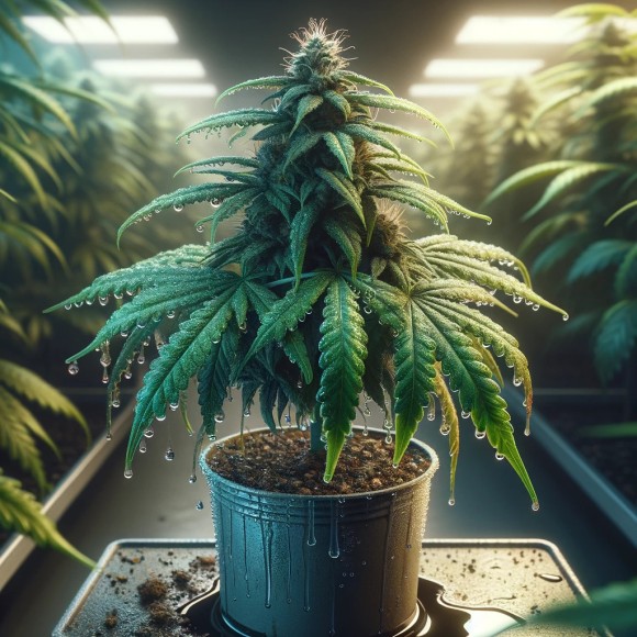 Overwatering in cannabis plants